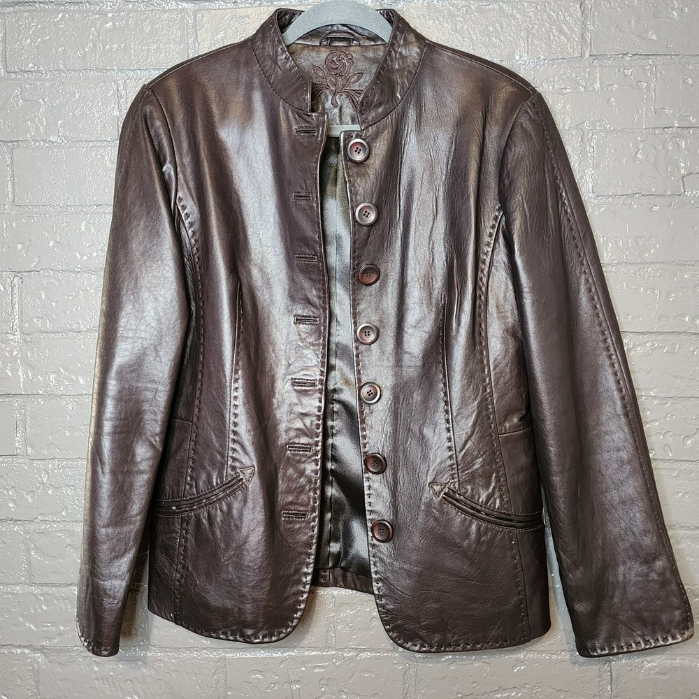 Women's Soft Leather Jacket - Provence D'Amour - Chocolate - Small